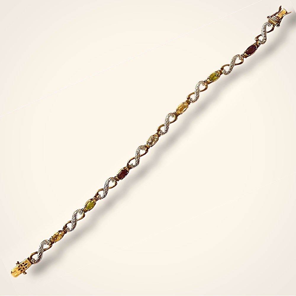 Ross-Simons 925 Sterling Silver Vermeil 
Multi-Gemstone Tennis Bracelet (7.5”)